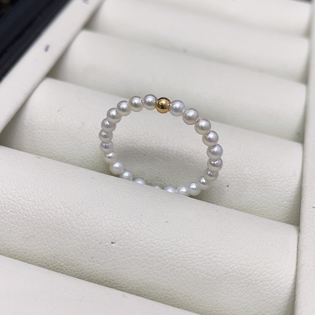 淡水珍珠戒指18K金镶嵌备注圈口