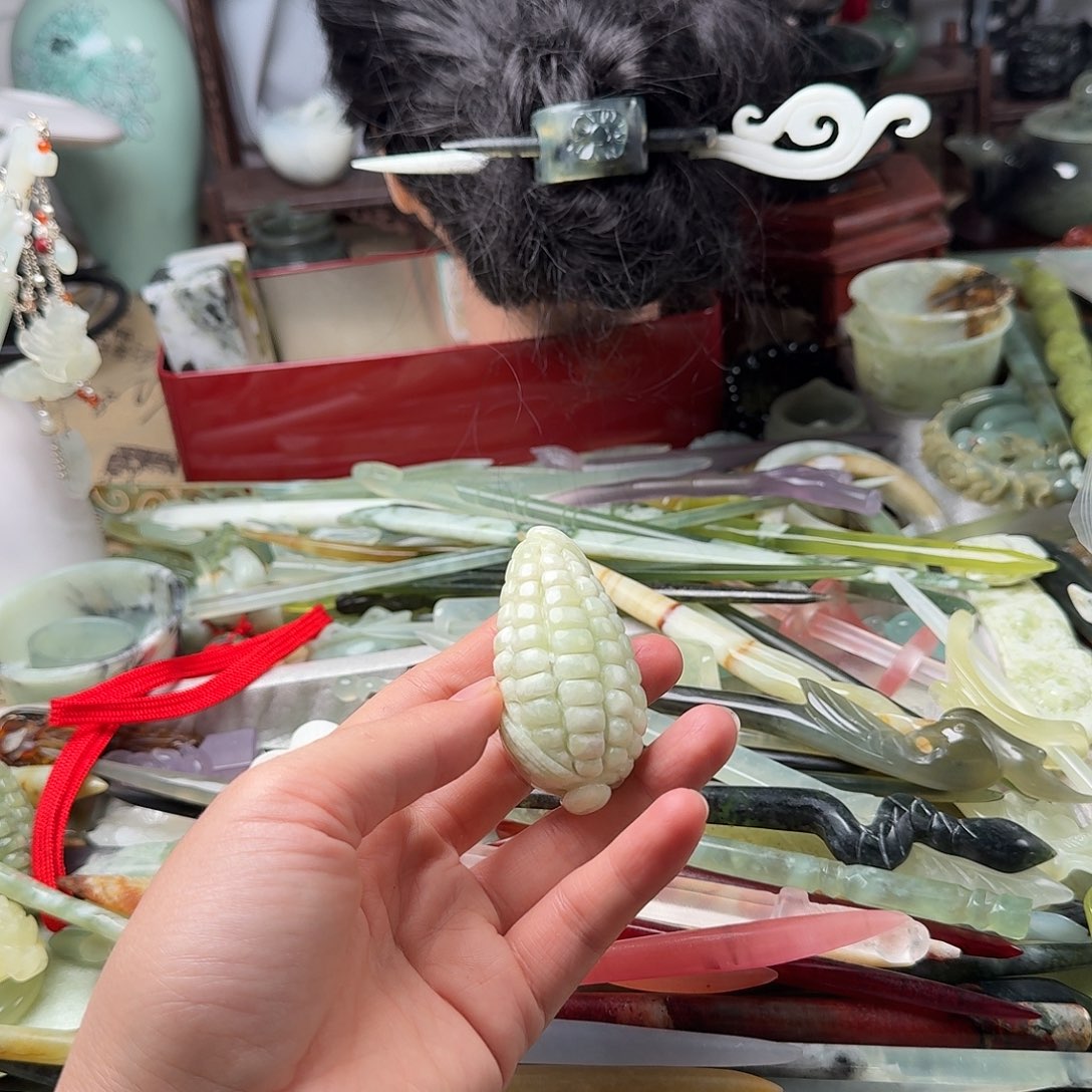 蛇纹石玉合金发饰