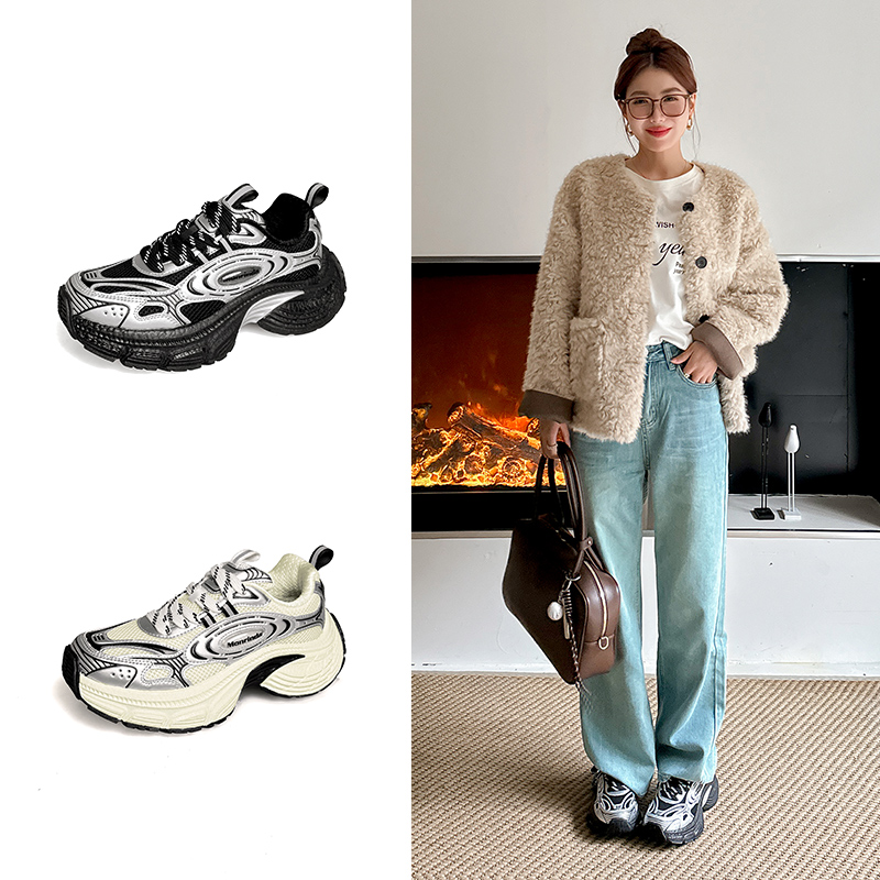 【韩国미린다】美年达专柜：皓月老爹鞋 男女时尚百搭厚底休闲鞋-Q