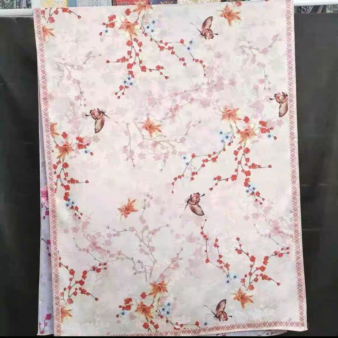 【花蝶寻梅】70*180cm双面老料高奢新款百搭款围巾披肩