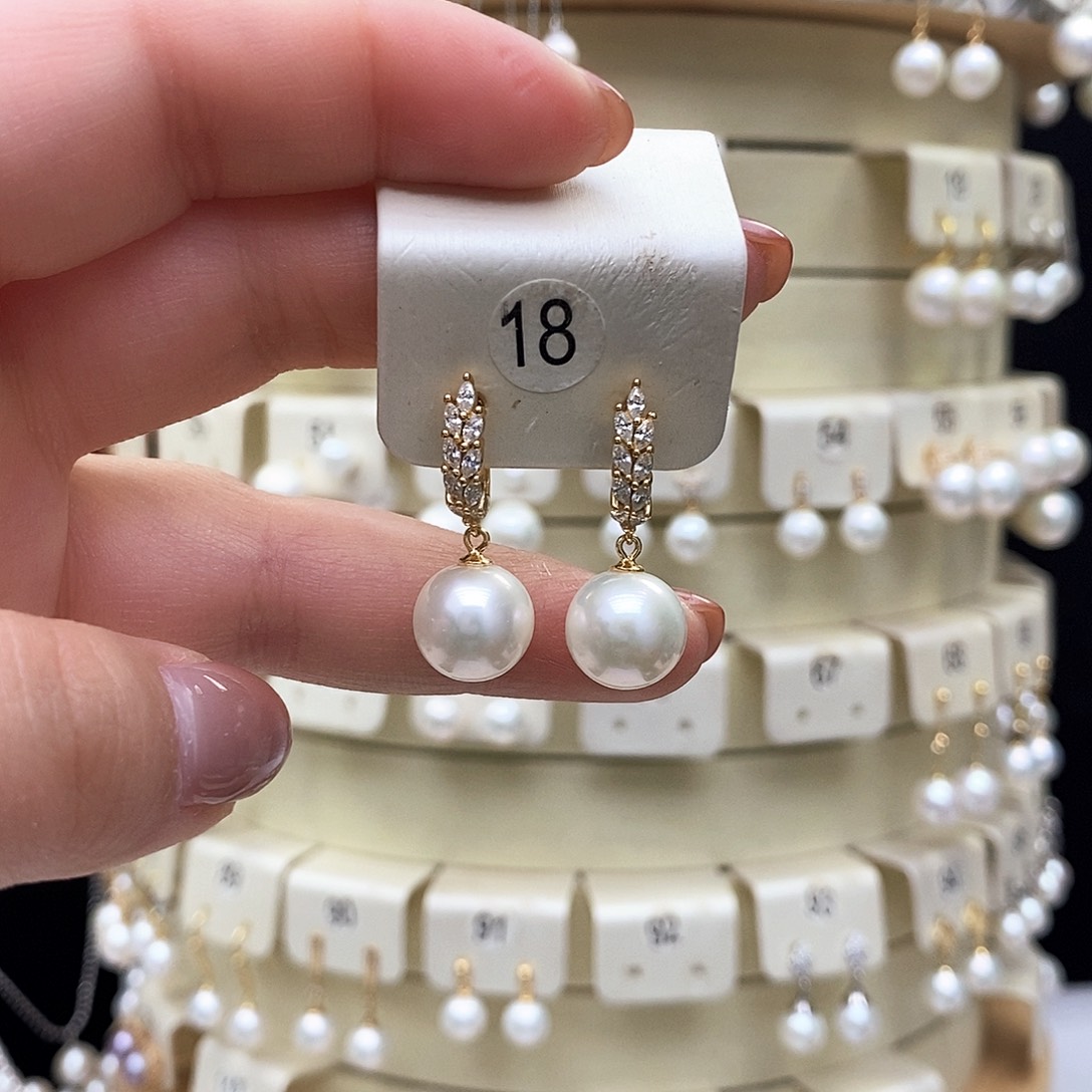 银S925镶嵌淡水珍珠耳饰