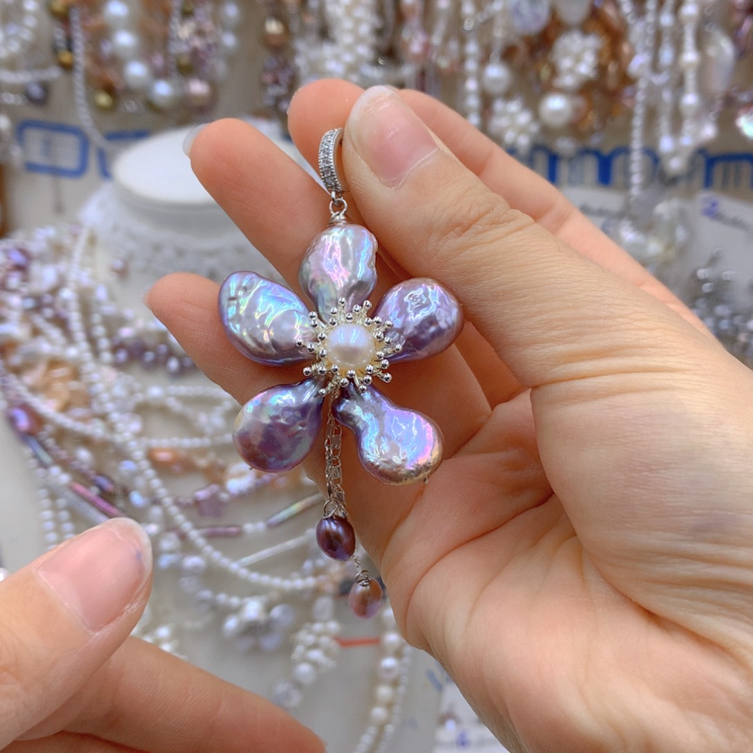 淡水珍珠耳饰银S925镶嵌