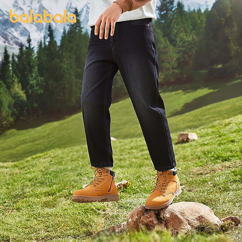 巴拉巴拉童装男童牛仔裤长裤中小童裤子秋冬加绒保暖休闲萝卜裤潮