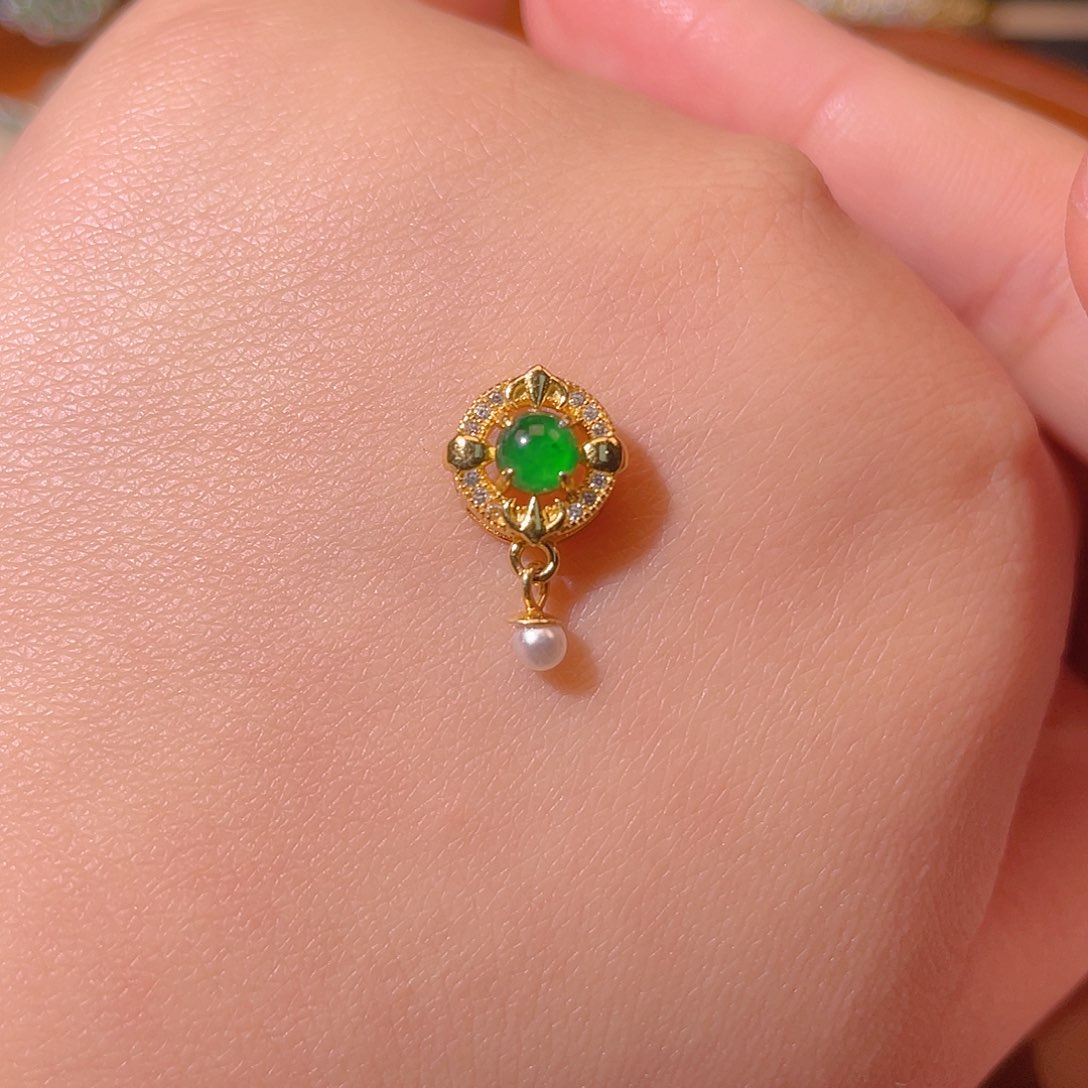 翡翠银S925镶嵌吊坠(不含链)