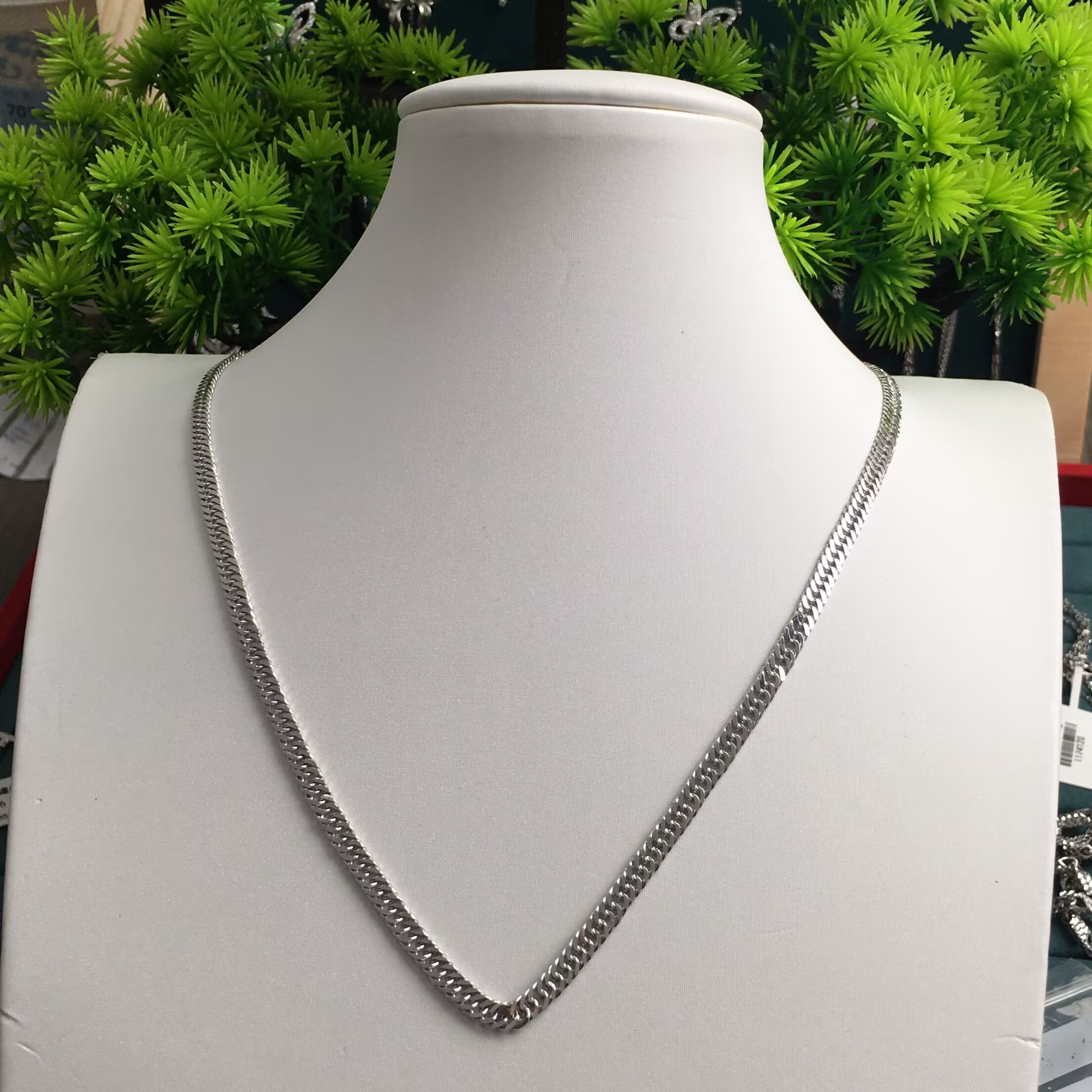 铂金素金古巴侧身链