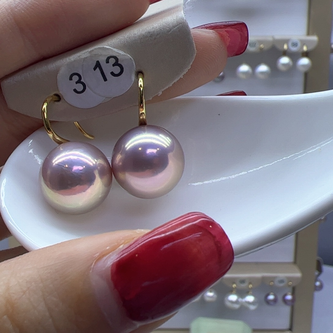 淡水珍珠耳饰18K金镶嵌