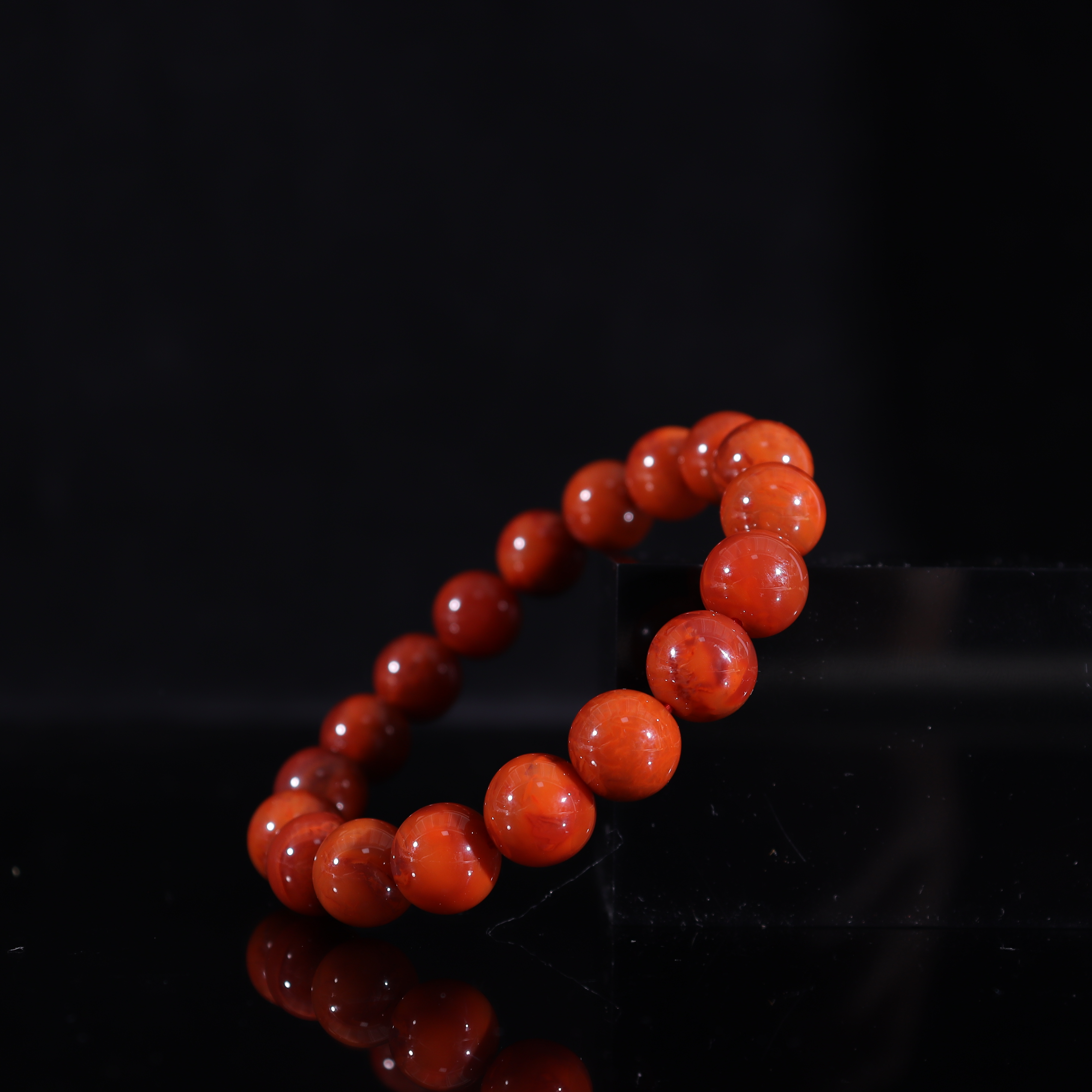 原矿南红柿子红火焰圆珠手串11mm（多样性发货，拍一发一）