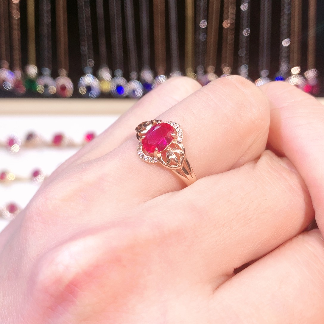 红宝石戒指银S925镶嵌