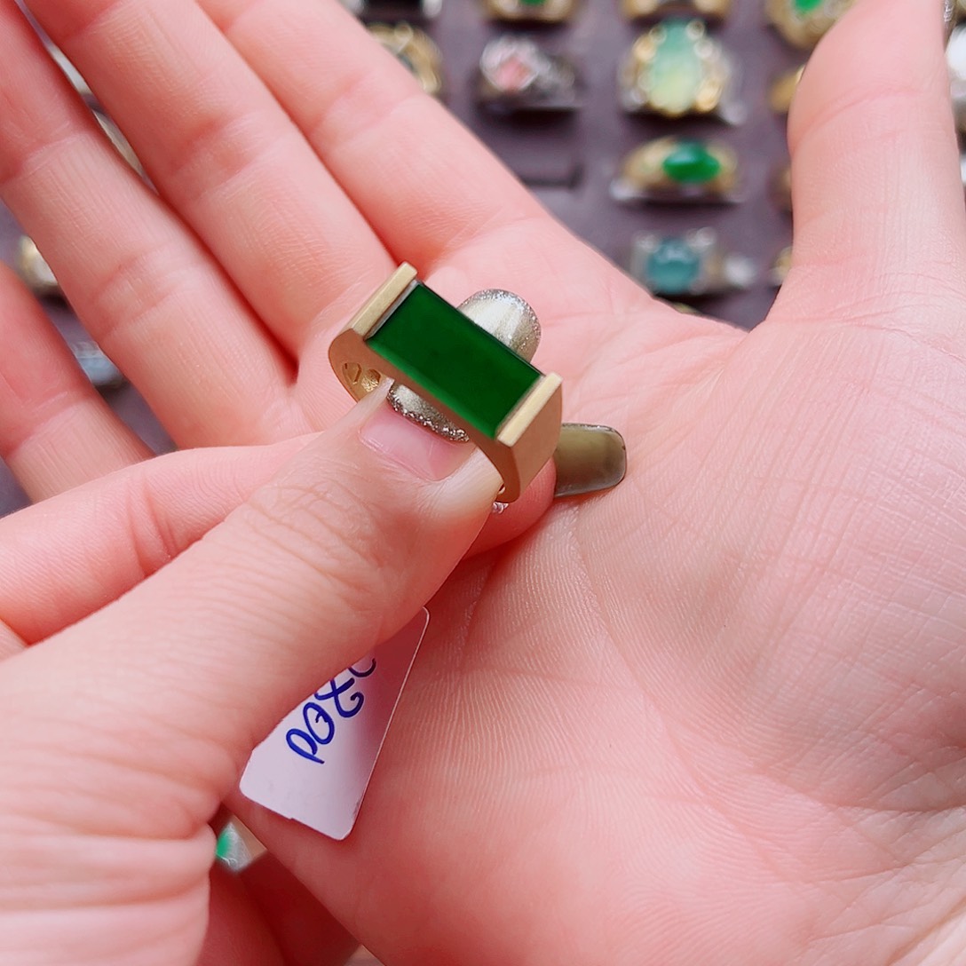 银S925镶嵌戒指翡翠3*