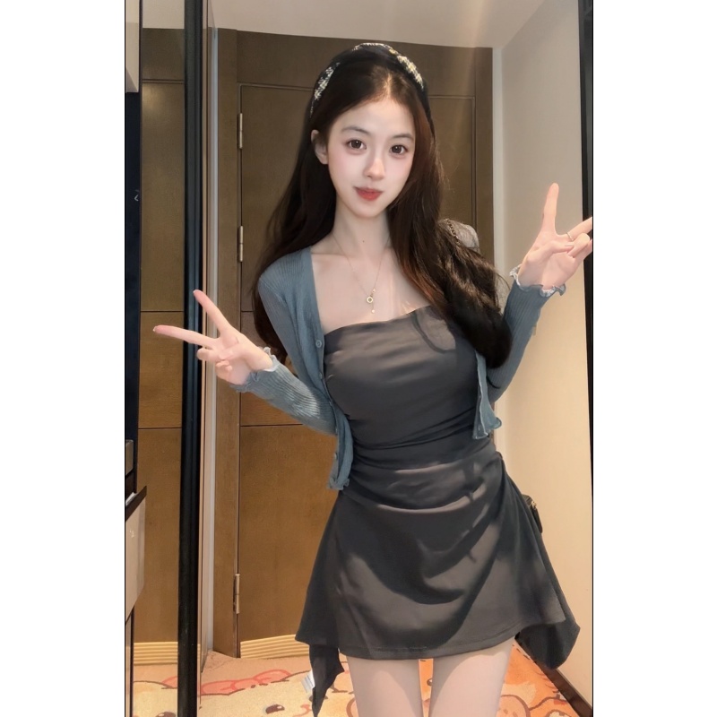 【清仓】时尚套装气质时尚修身显瘦抹胸裙慵懒风外套