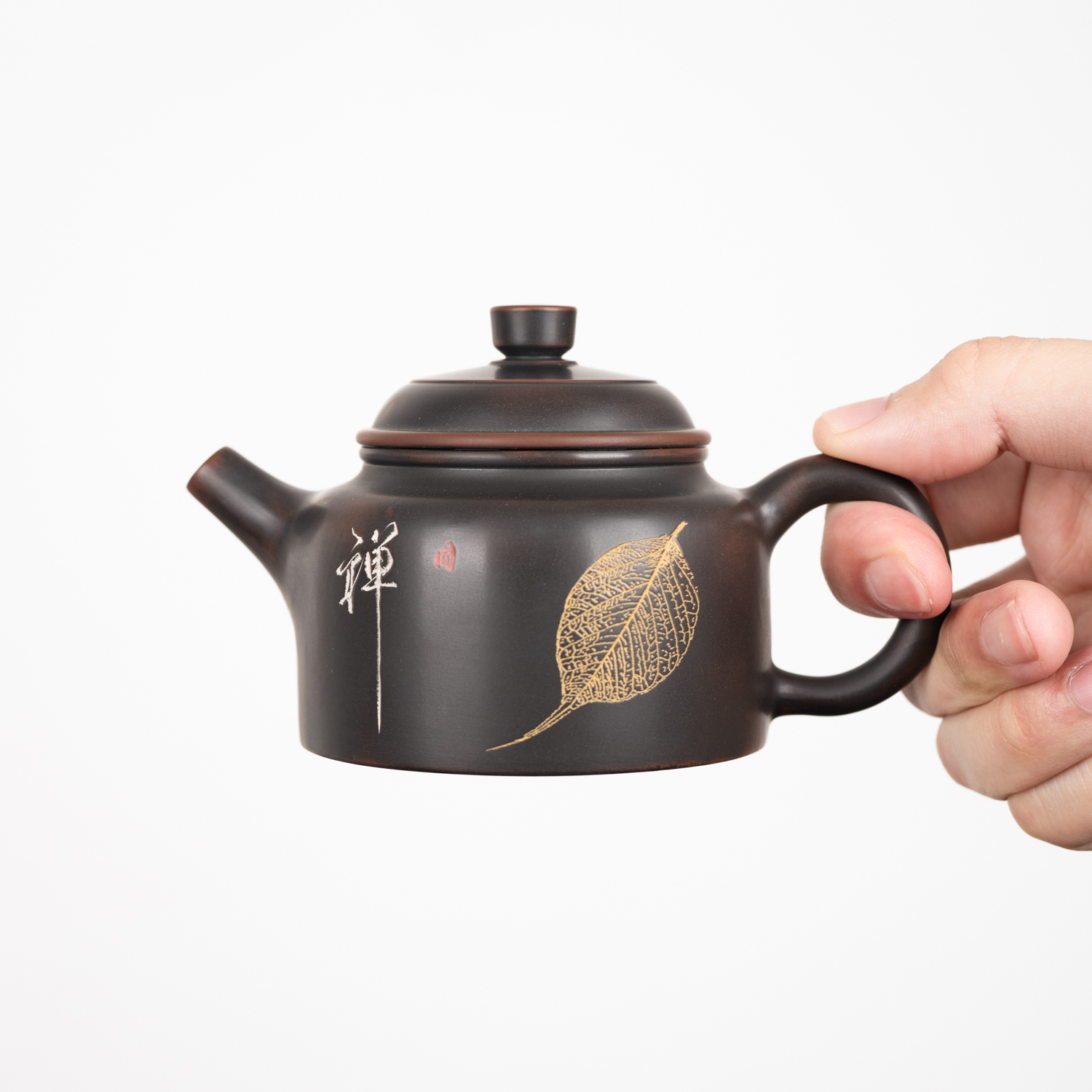 一叶禅德钟壶约180ml坭兴陶全手工中式小容量茶具泡茶壶纯手工