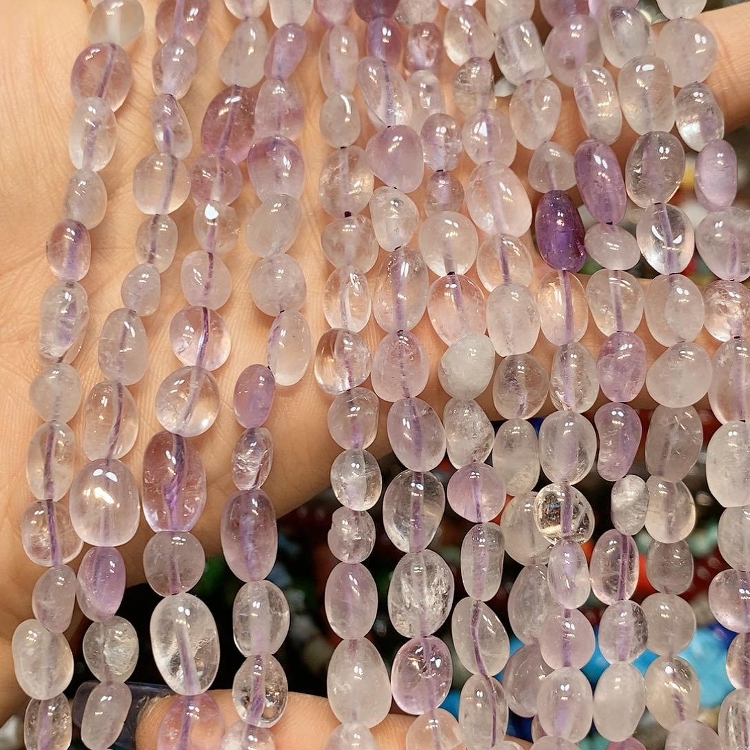 玛瑙/玉髓散珠薰衣草紫水晶一条糖豆