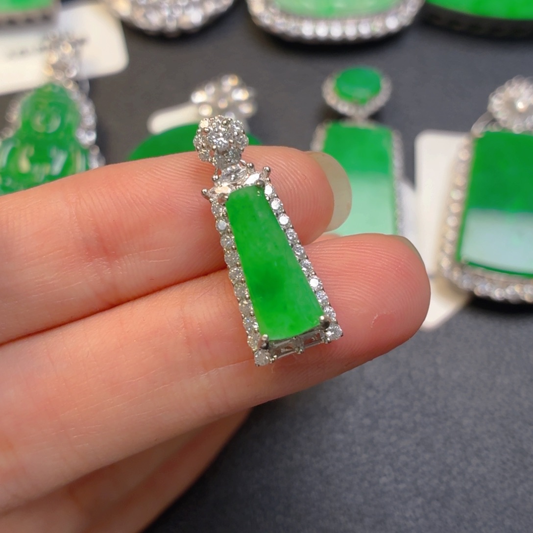 翡翠银S925镶嵌吊坠(不含链)