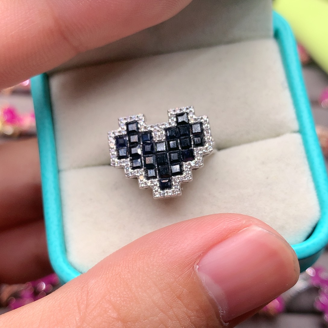 蓝宝石戒指银S925镶嵌