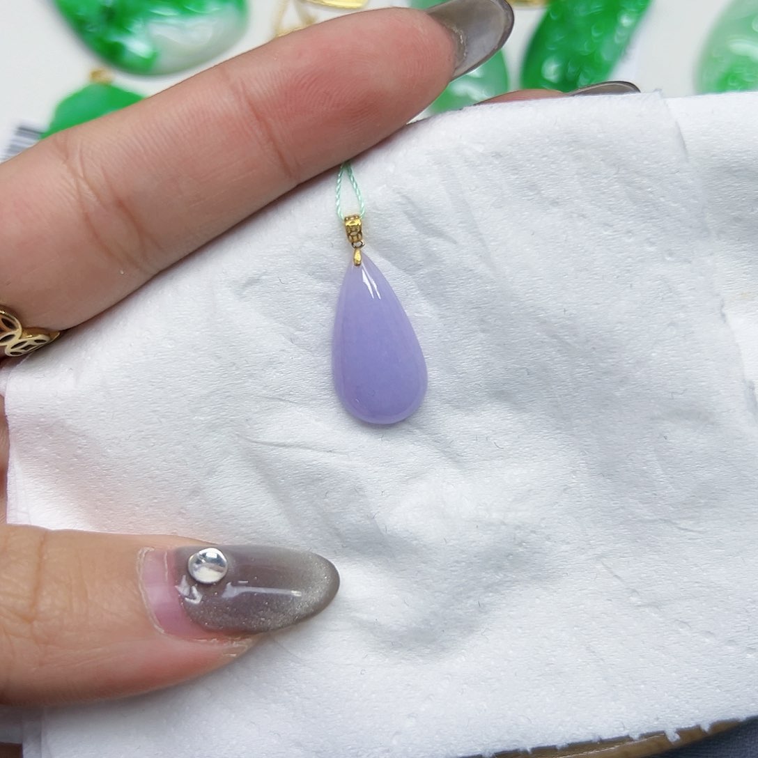 翡翠颈饰18K金镶嵌天然Ａ货翡翠