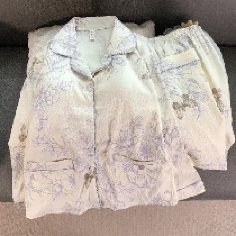 带胸垫睡衣女春秋季新款日系可爱卡通宽松开衫长袖长裤家居服套装