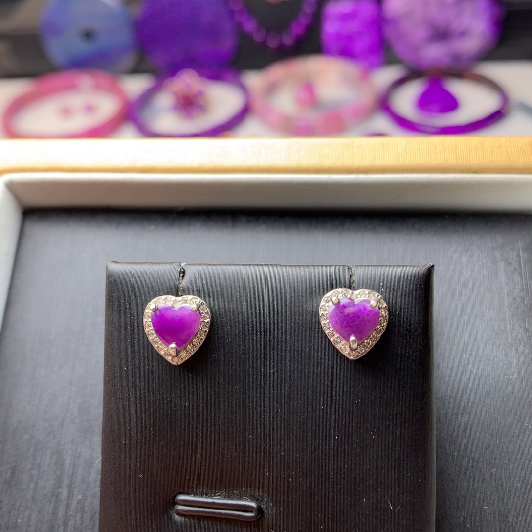 苏纪石（舒俱来）耳钉银S925镶嵌