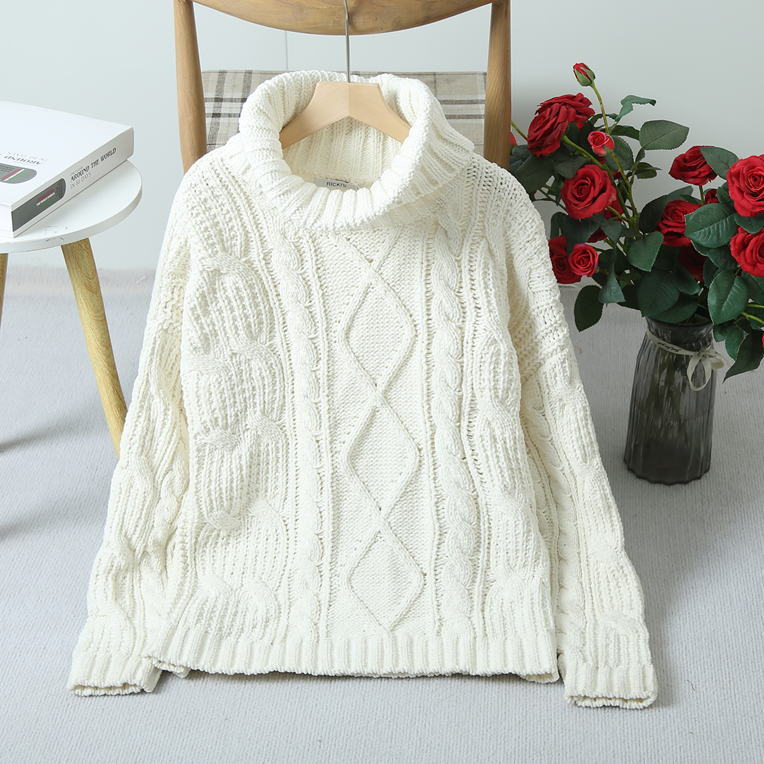 女士时尚慵懒风高领百搭纯色毛衣秋冬款长袖高级感针织毛衣H459