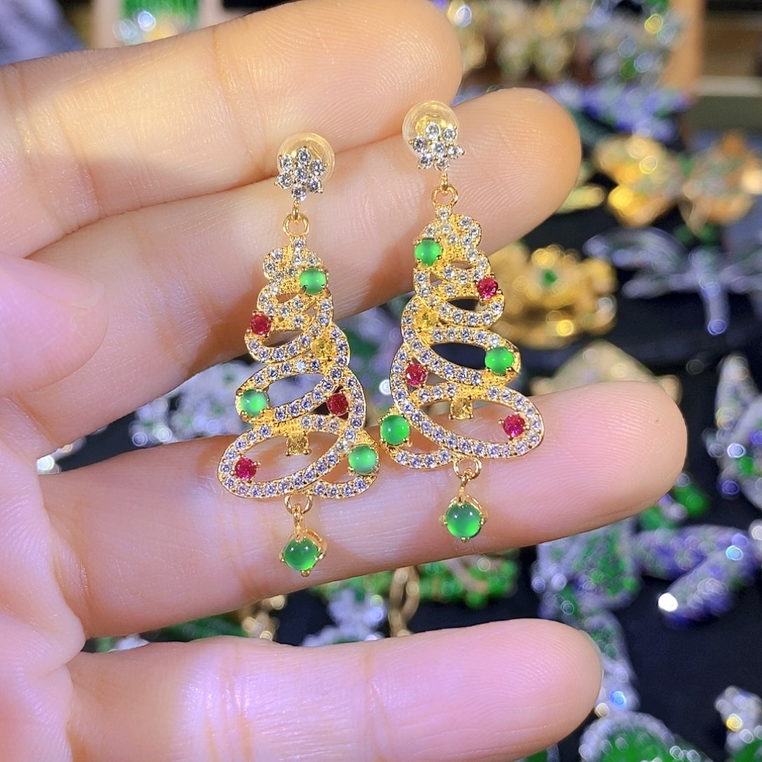 吊坠(不含链)银S925镶嵌翡翠