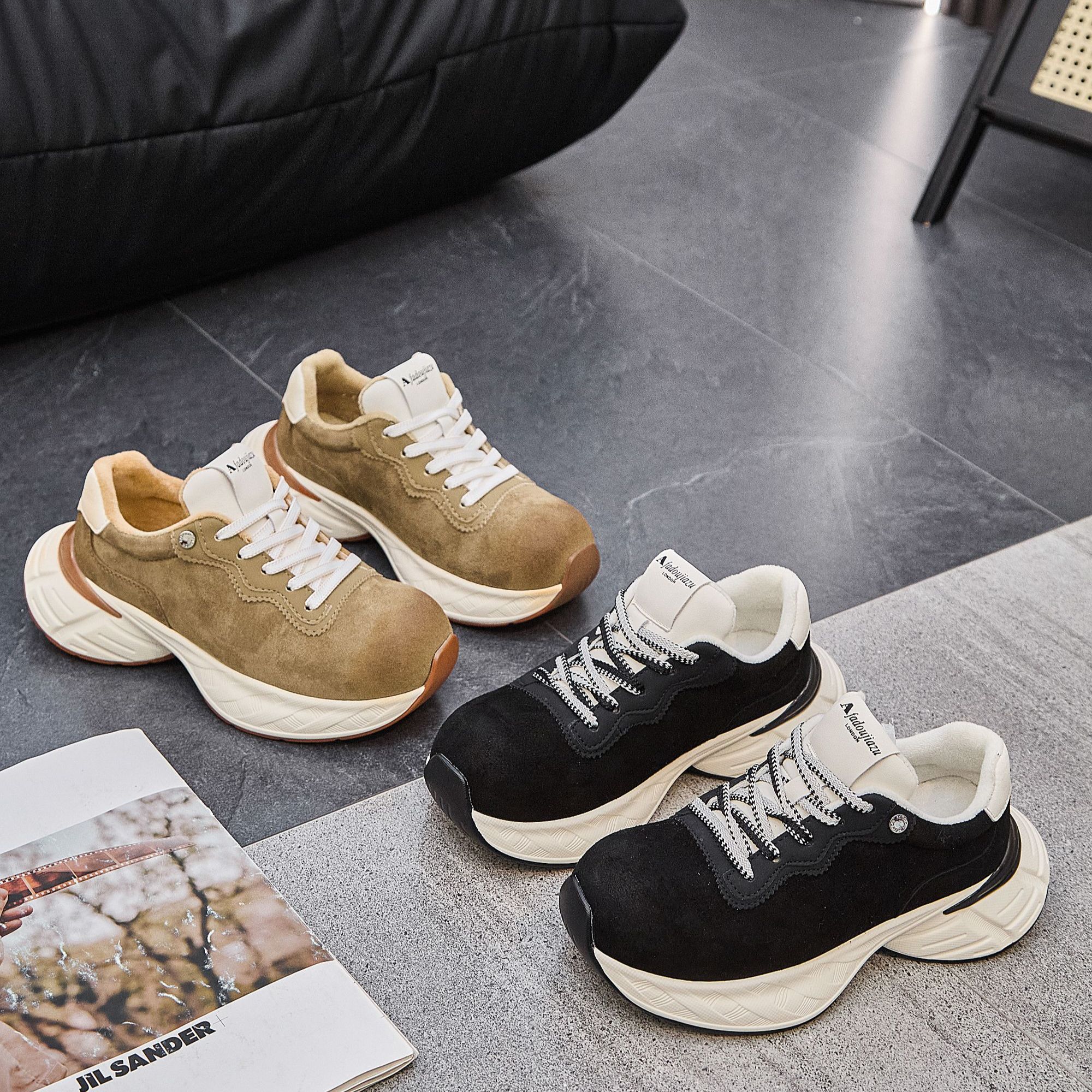 秋冬新款时尚休闲女鞋潮流ins老爹鞋复古厚底冷粘工艺1092-1//JMA