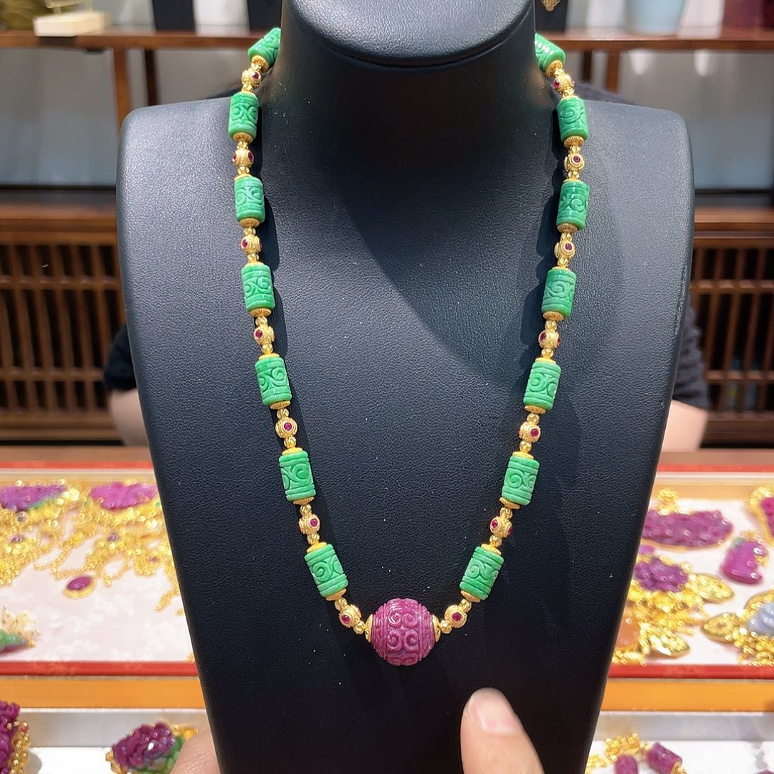 锦纶非金属吊坠项链红宝