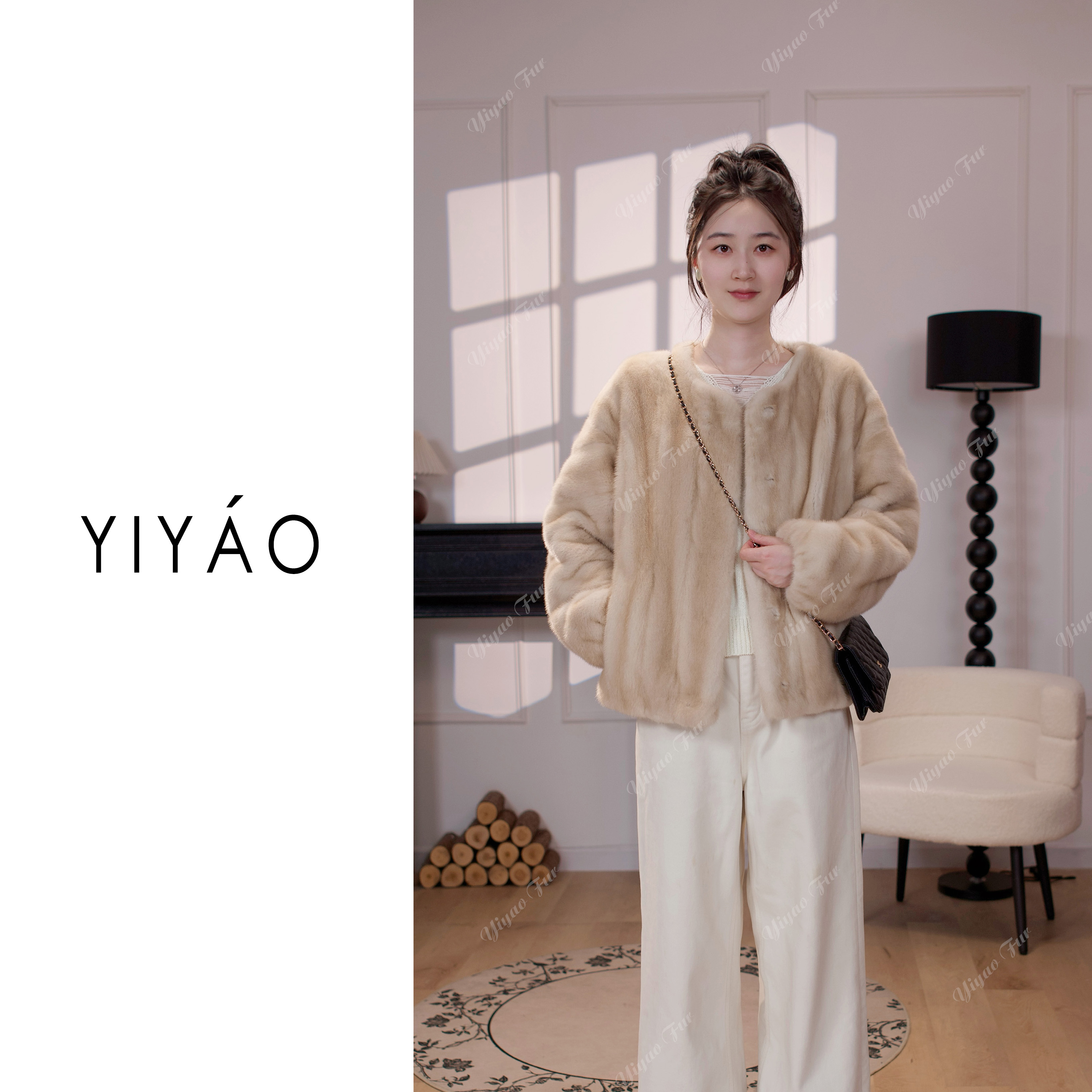 YIYAO|“寄云书”全抽刀进口短二貂皮大衣女整貂短款年轻皮草皮草女