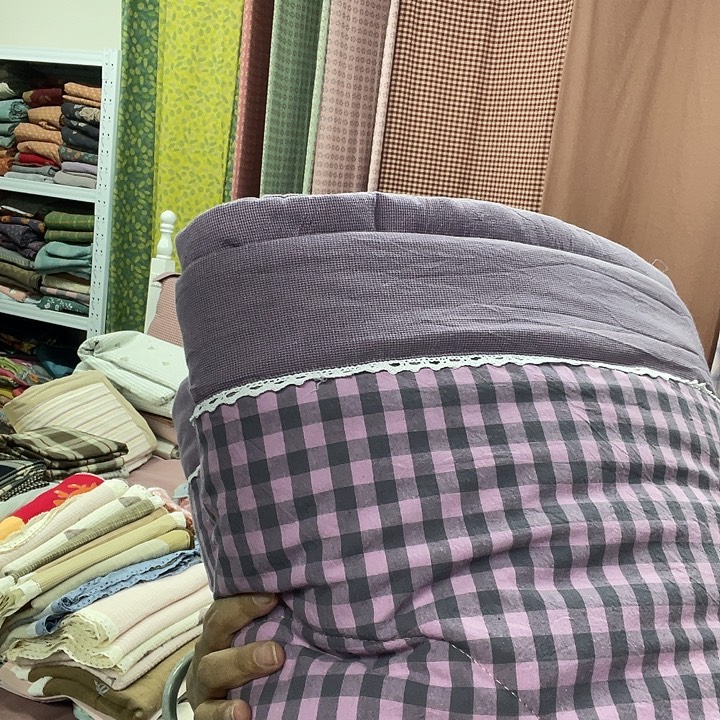 棉棉紫格单人春秋被