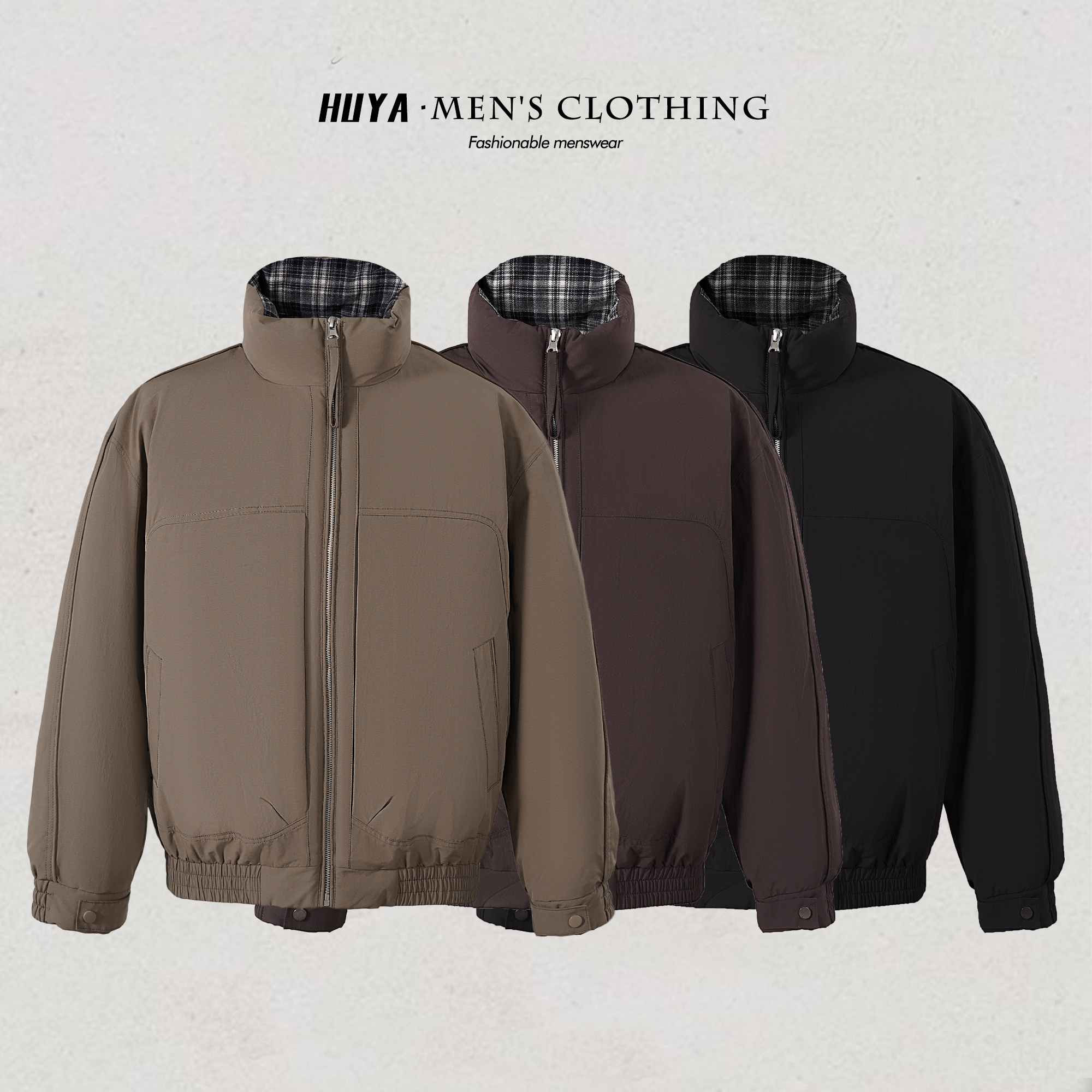 【虎牙兄弟】男士冬季户外90白鸭绒夹克百搭保暖立领羽绒服男H5566