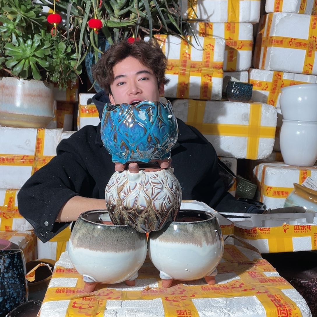 无铅玻璃宜兴紫砂花盆