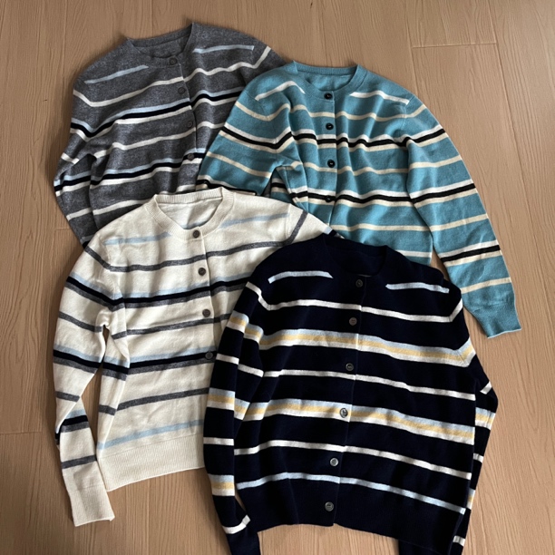 金子家双十一福利 羊毛撞色条纹开衫穿55左右 不支持退换