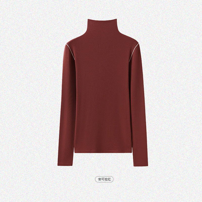 【大晶皮草】老板娘大晶同款内搭针织撞线高领羊毛天丝保暖打底衫