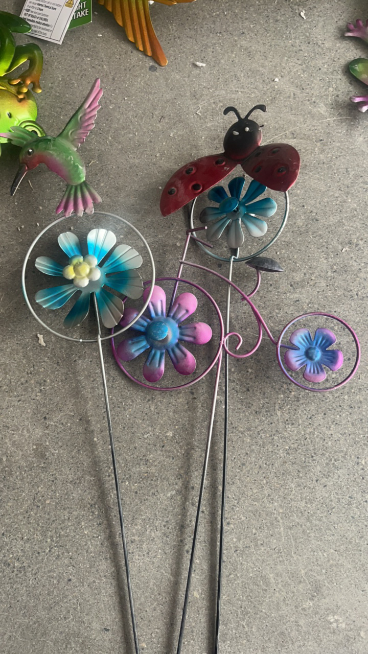 瓢虫 蜂鸟 自行车风车三件套摆件