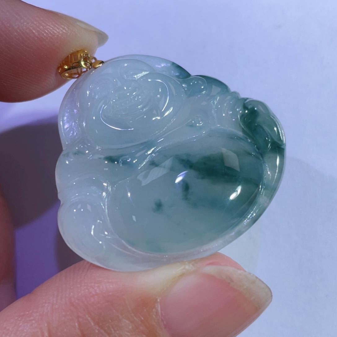 翡翠颈饰18K金镶嵌佛公