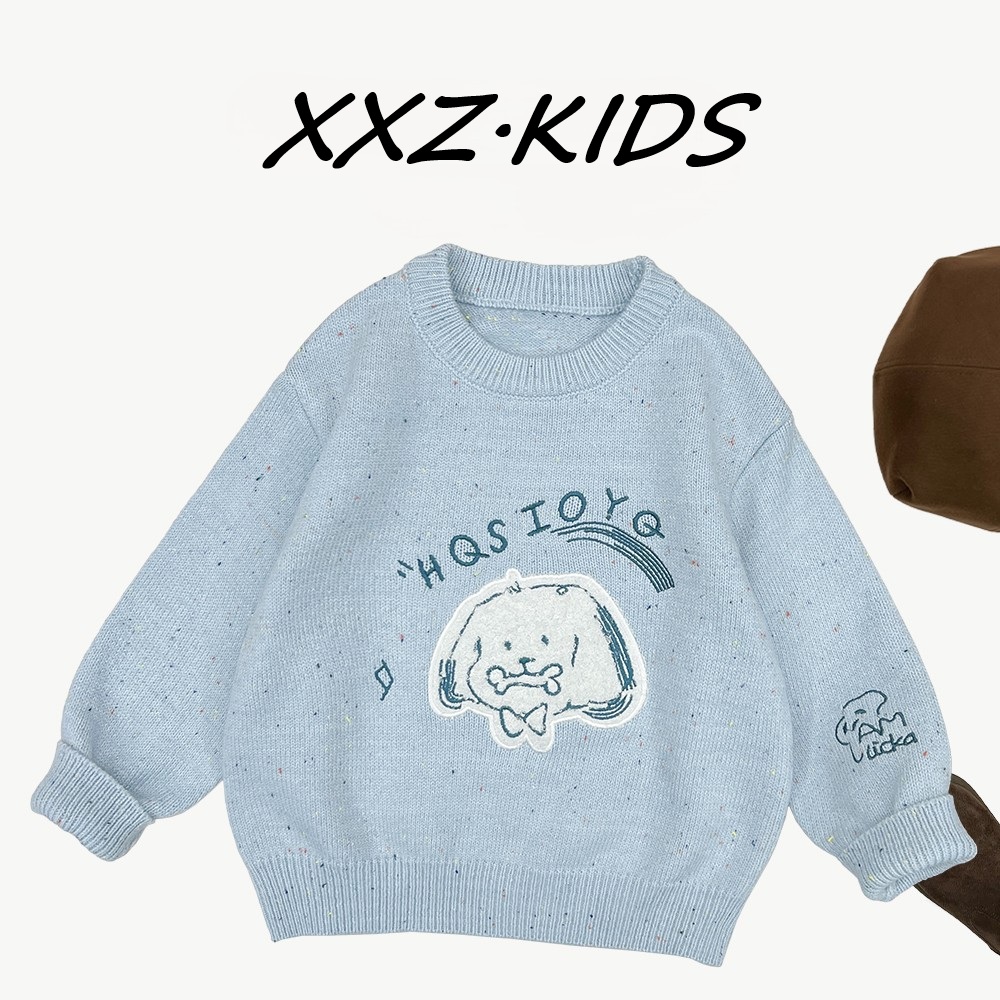 【现货】25冬季男女童时尚卡通提花宽松针织毛衣HBB8505