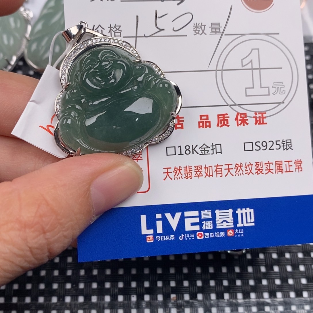 恬***）翡翠银S925镶嵌颈饰