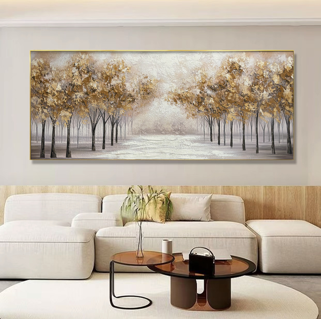 SF 46《优雅丛林》现代自然风景手工手绘油画沙发客厅装饰画