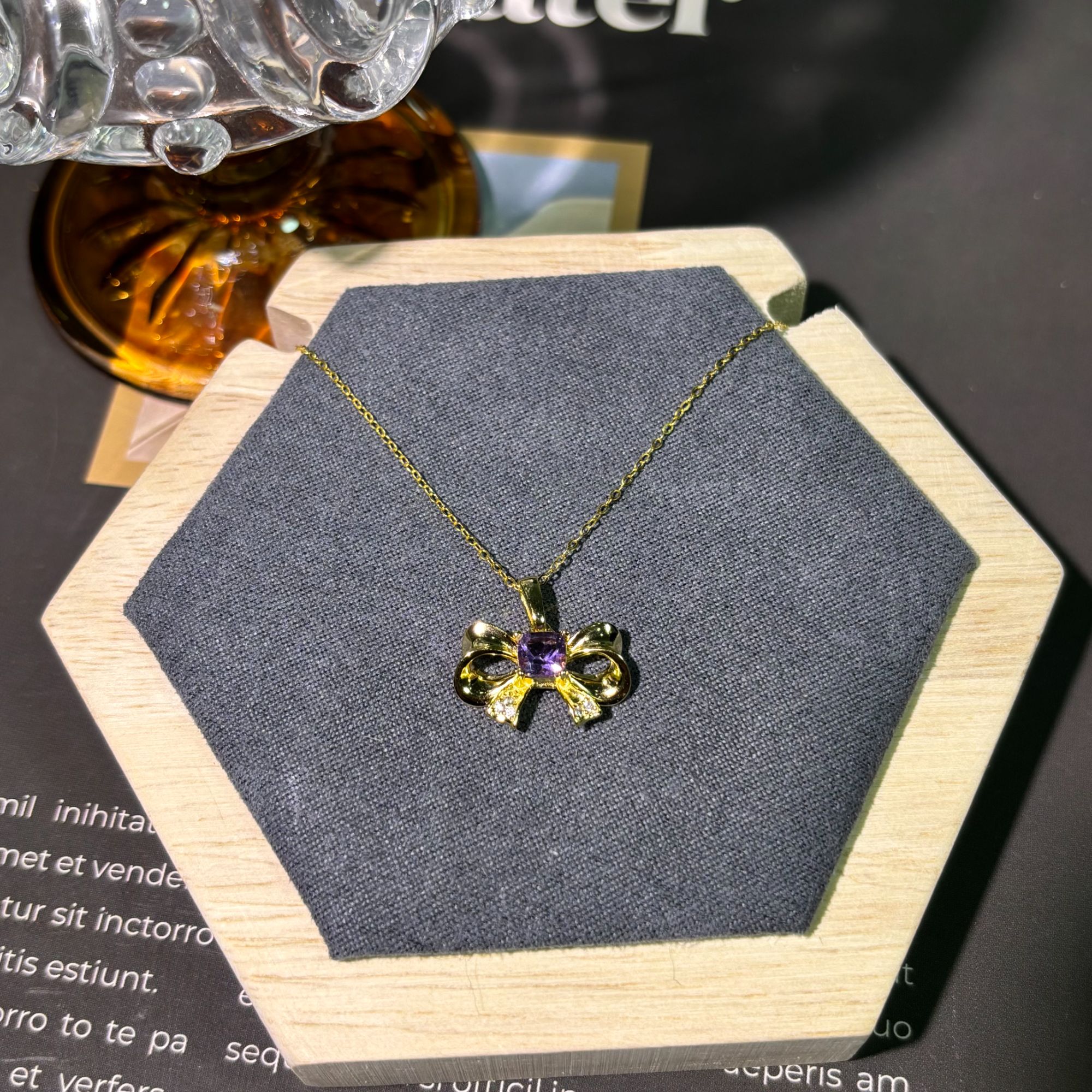 吊坠925银 天然紫水吊坠蝴蝶结可爱公主少女心在逃公主