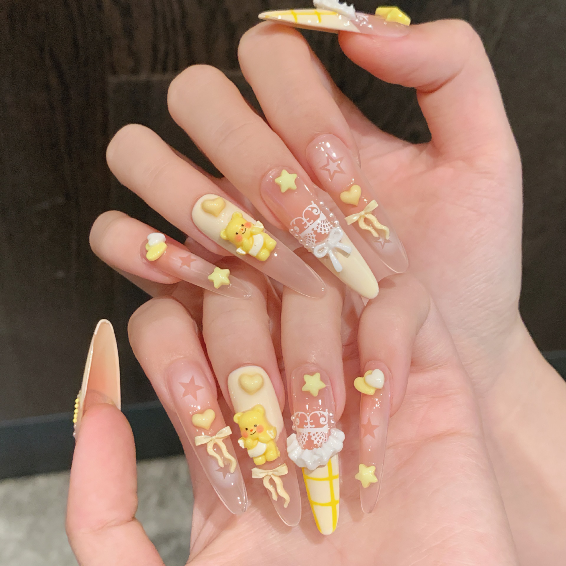 【黄油小熊城堡】新款美丽城堡裙边可爱风少女纯手工穿戴甲甲片夏天