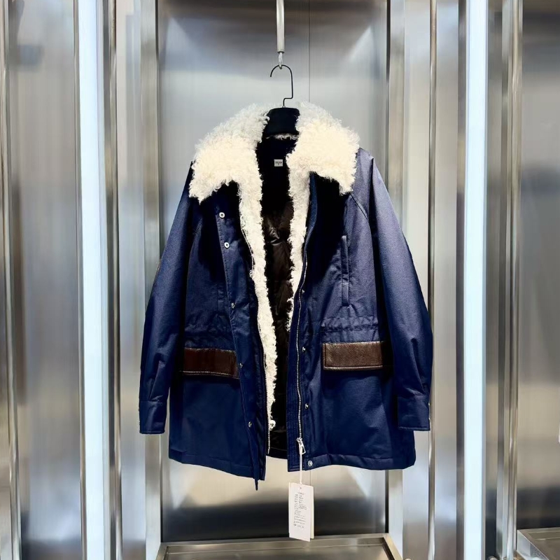 2025新款复古毛领可脱卸中长收腰派克90鹅绒羽绒服BG060