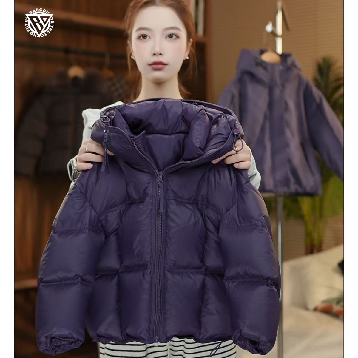 【棒嘟优优】连帽宽松加厚羽绒服男女童2025冬韩系保暖羽绒服136