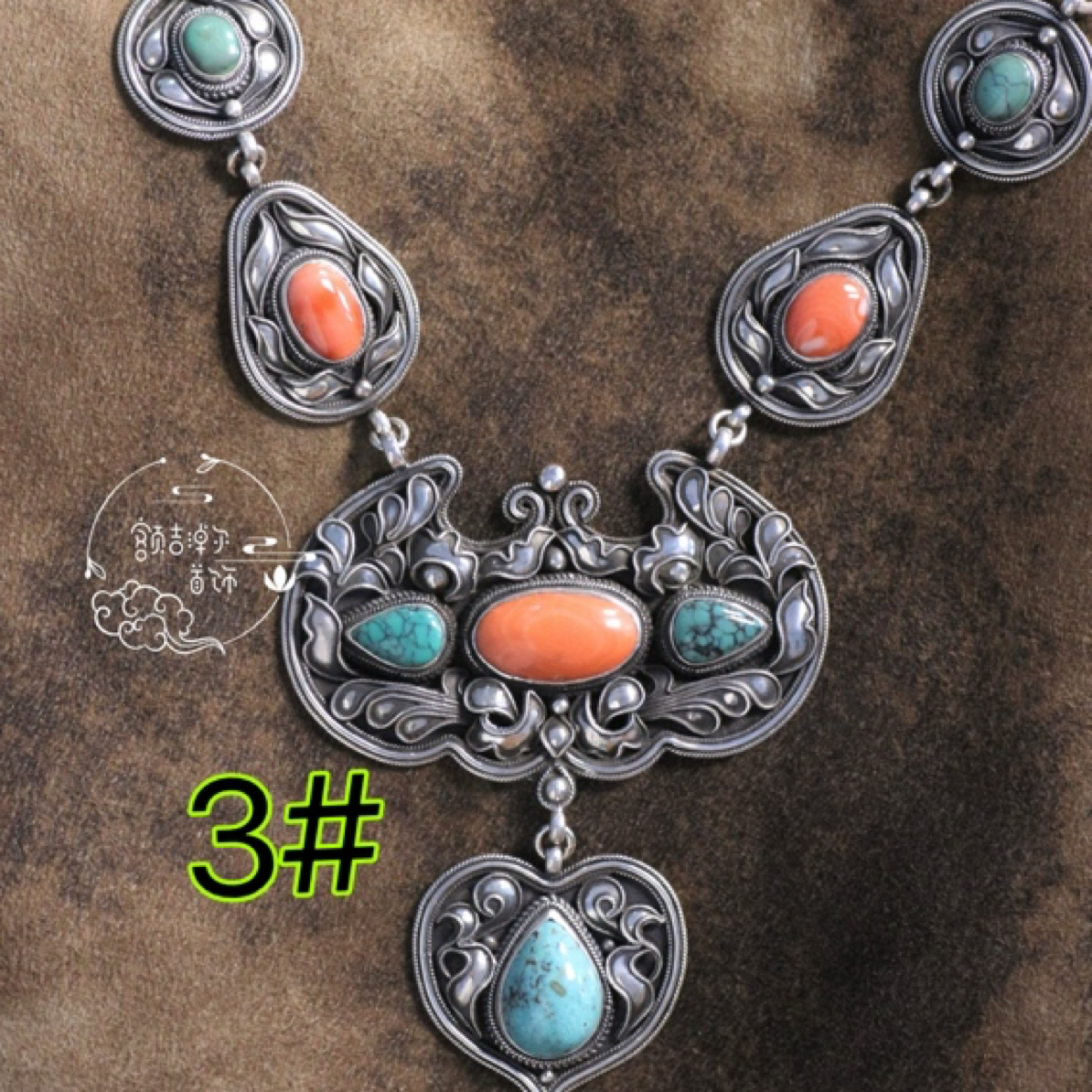 坠链均足银 旭日蒙古元素原创手工纯银吊坠项链 2980 4500