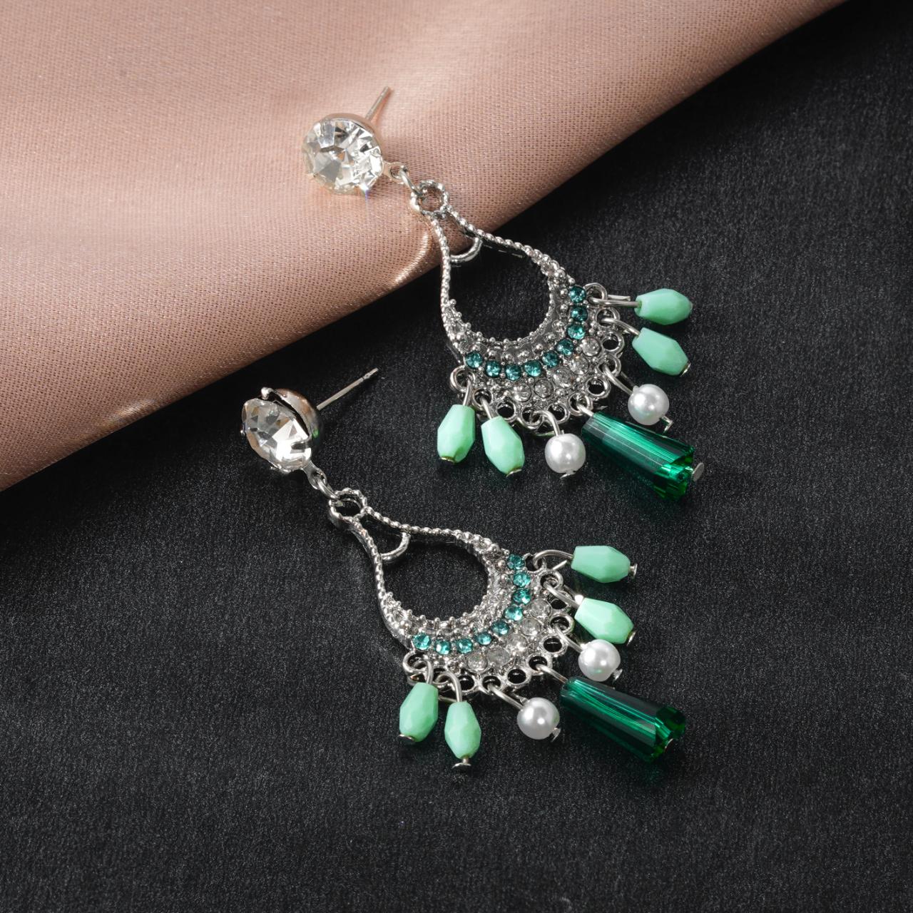 合金耳饰 【天青色等烟雨】复古民族风水滴流苏小众耳饰