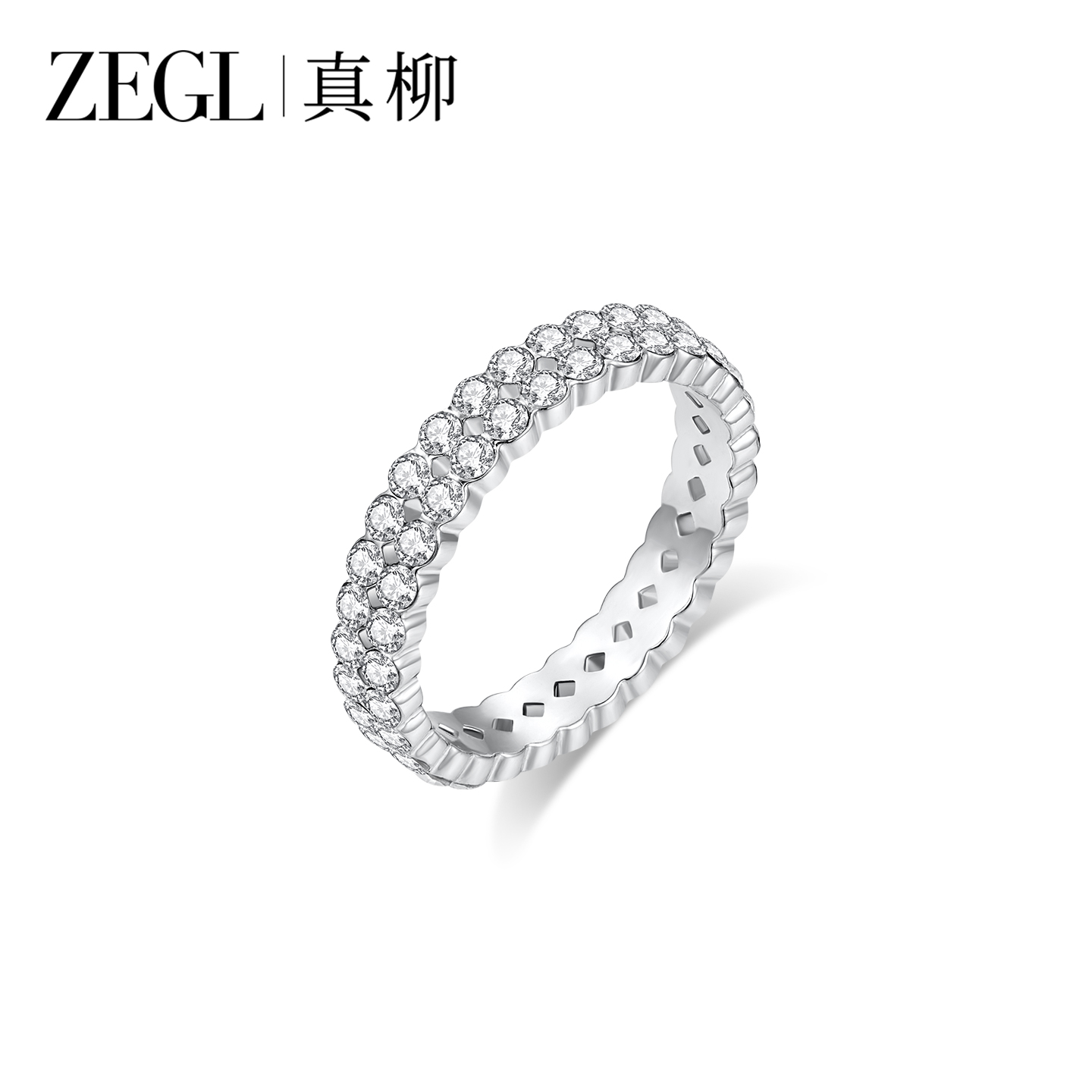 ZEGL 铜合金合成锆石戒指 素圈爆闪锆石戒指女食指戒指环饰品DB