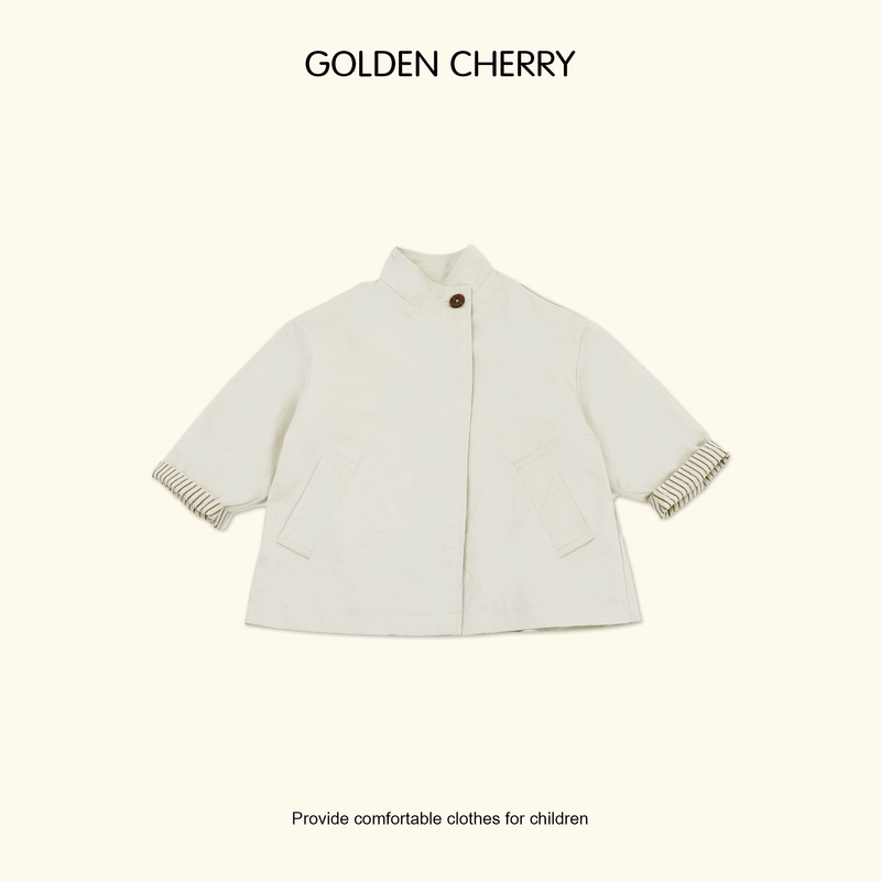 6【金樱桃Golden cherry】儿童一粒扣条纹袖口百搭风衣569414