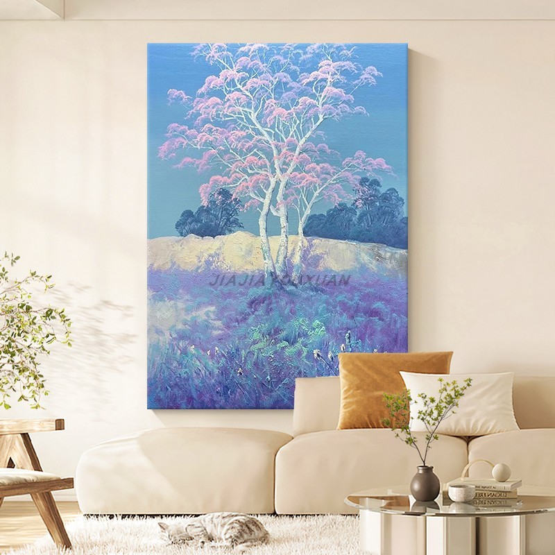 大树纯手绘油画创意客厅装饰画唯美玄关沙发背景墙肌理感植物挂画