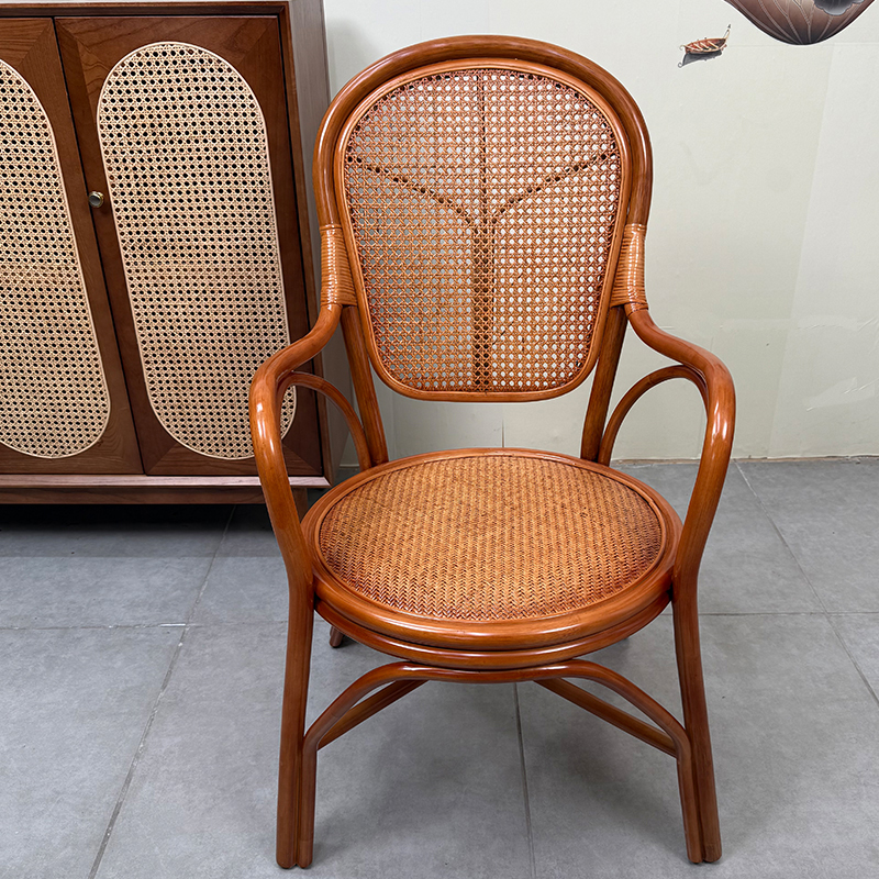 椅子藤椅藤编桌椅小藤椅北欧手工靠背椅单人书房餐椅