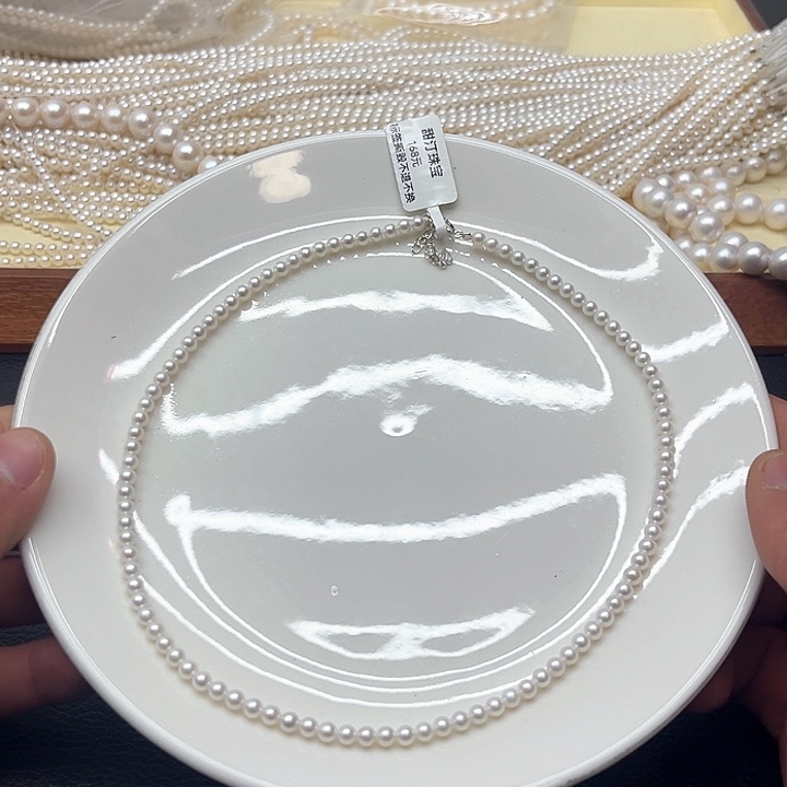 银S925镶嵌天然珍珠项链淡水珍珠9
