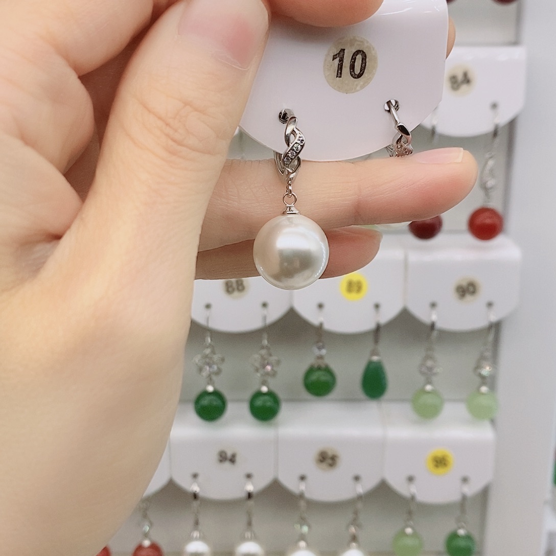 925银14毫米白貝珠