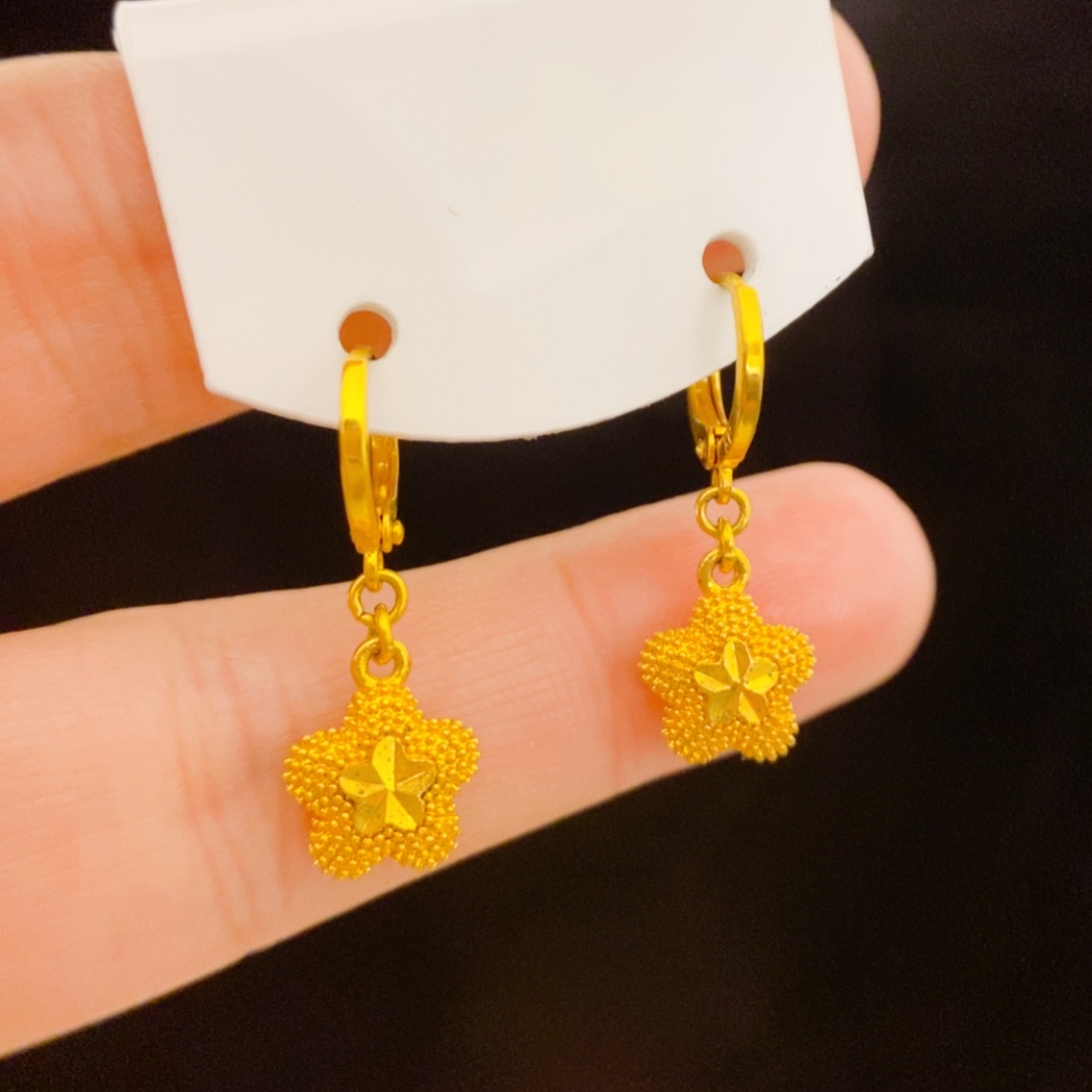 铜合金耳饰  精工【梅花】耳扣 百搭气质女款耳吊金色时尚