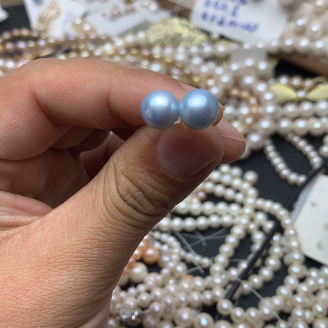 淡水珍珠8-9未镶嵌a15耳钉
